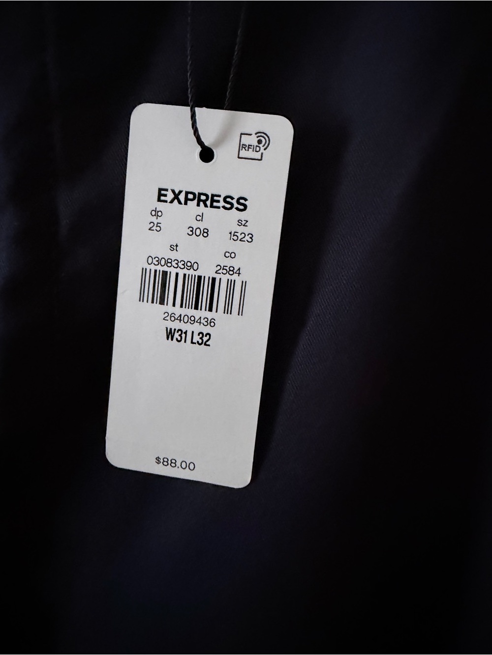 NWT Express Men’s Skinny Chino Pants 31x32 Navy Hyper Stretch - Picture 3 of 6